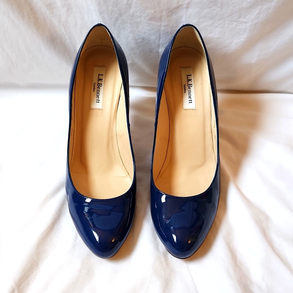 L.K.Bennett London Glossy Royal Blue Heel sz 9m